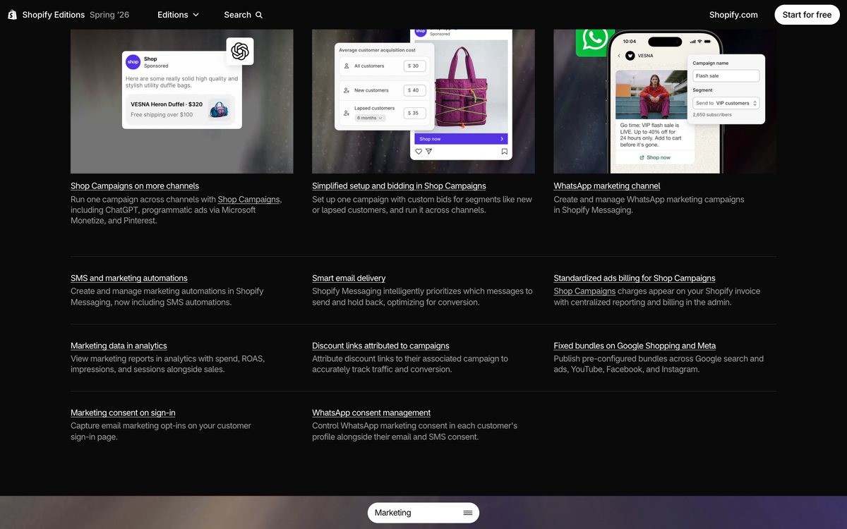 Shopify Campaign Autopilot Shop Campaigns 多渠道 AI 营销 含 ChatGPT Ads